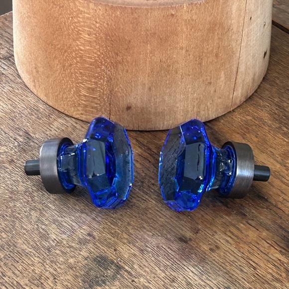 Cobalt Blue Glass Knobs - 1 Pair - Picture 12 of 12